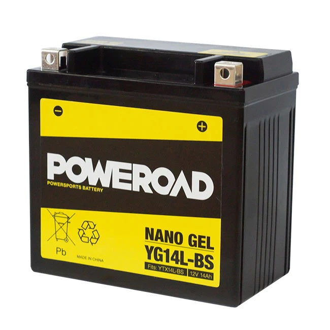 POWEROAD Nano Gel Motorcycle Battery - YG14L-BS (fits YTX14L-BS)
