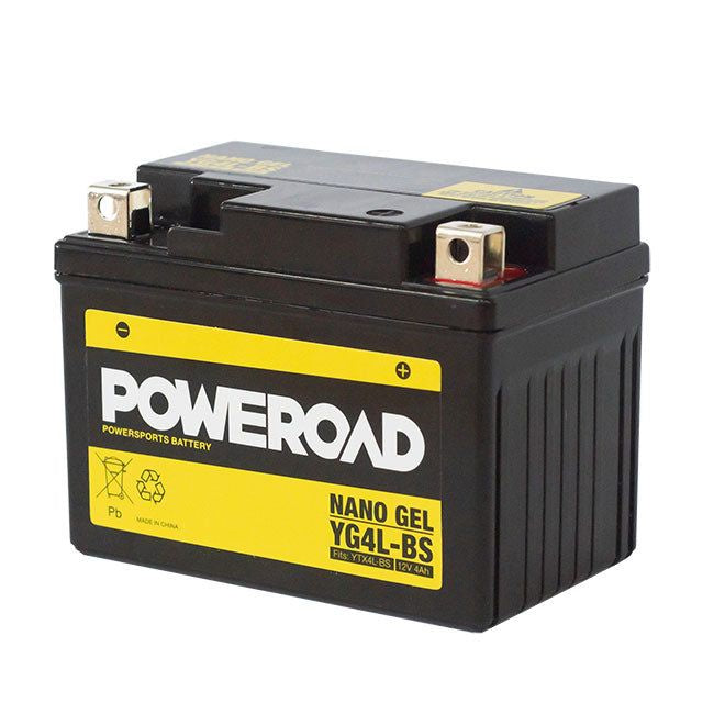POWEROAD Nano Gel Motorcycle Battery - YG4L-BS (fits YTX4L-BS)
