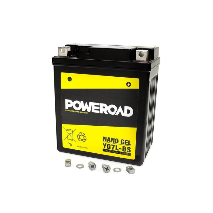 POWEROAD Nano Gel Motorcycle Battery - YG7L-BS (fit YTX7LBS)