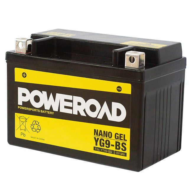 POWEROAD Nano Gel Motorcycle Battery - YG9-BS (fits YTX9-BS)