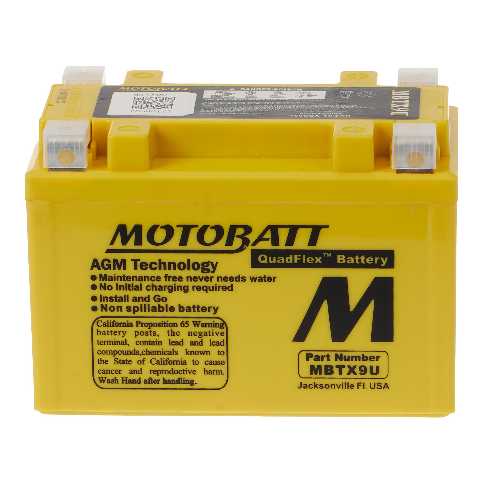 Motobatt Battery Quadflex AGM MBTX9U Alpha Moto NZ