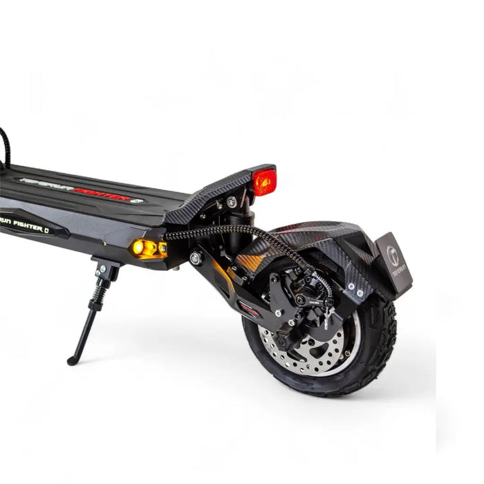 Black - Teverun Fighter Q silicone rubber deck pad flanked by customizable full body ambient LED lighting strips