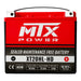 N/A - MTX Power XT20HL-HD 12V heavy-duty AGM motorcycle battery on a white background. The front label shows technical specifications including 20.0Ah capacity, 270A CCA, and a "99.99% Pure Lead" badge.
