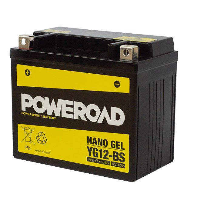 POWEROAD Nano Gel Motorcycle Battery - YG12-BS (fit YTX12-BS)