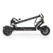 Black - electric scooter folded down into a compact profile, ideal for easy storage in a car trunk or garage.