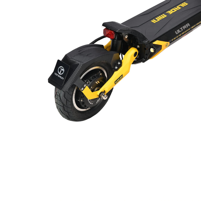 Black/Yellow - folding mechanism locked in position, demonstrating the sturdy latch system for secure carrying and transport.